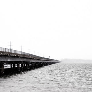 Snowy bridge and lake in Rockwall, Texas