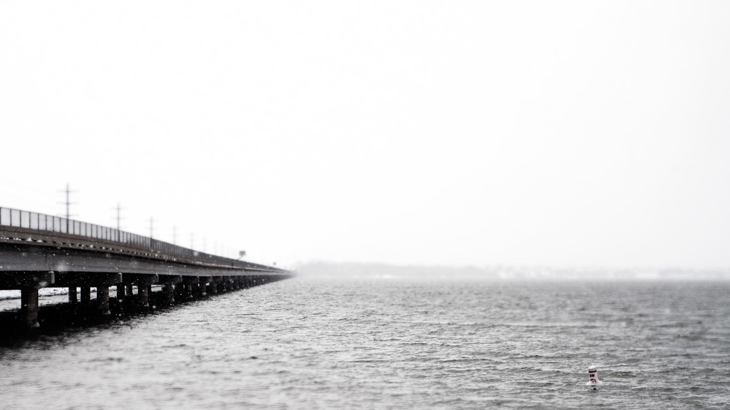 Snowy bridge and lake in Rockwall, Texas